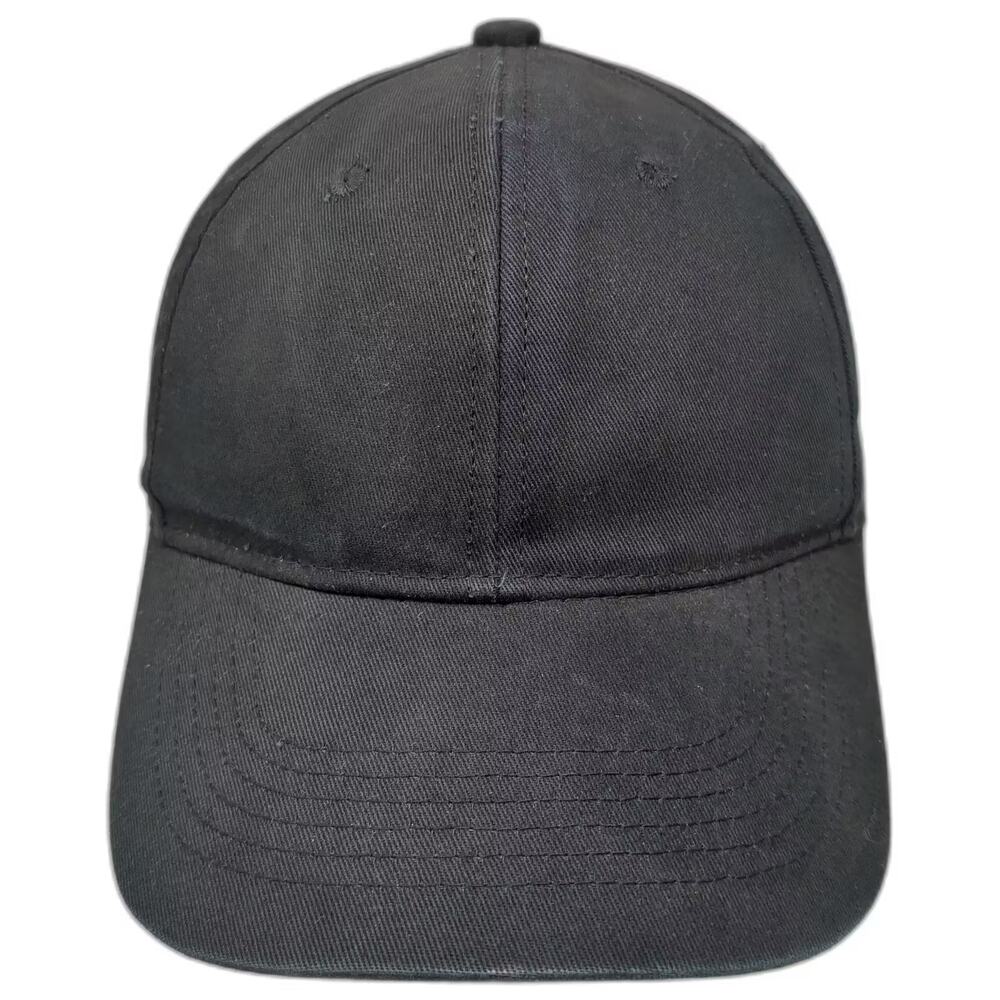 George Baseball Cap Black OS Plain Blank Adjustable Strapback Hat Curved Brim